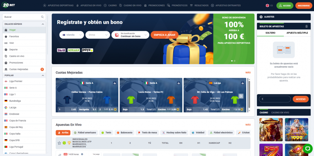 20Bet apuestas